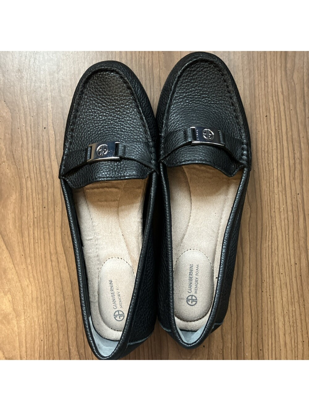 Giani Bernini Dailyn Memory Foam Loafers, Black Leather, Sz 7.5M